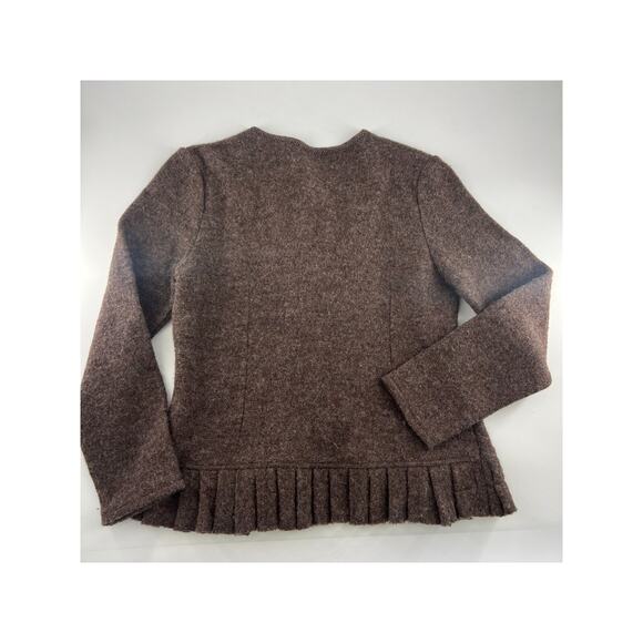 Marisa Christina 100% Wool Sweater Womens Large Brown Zip Long Sleeve Minimalist - Picture 6 of 7
